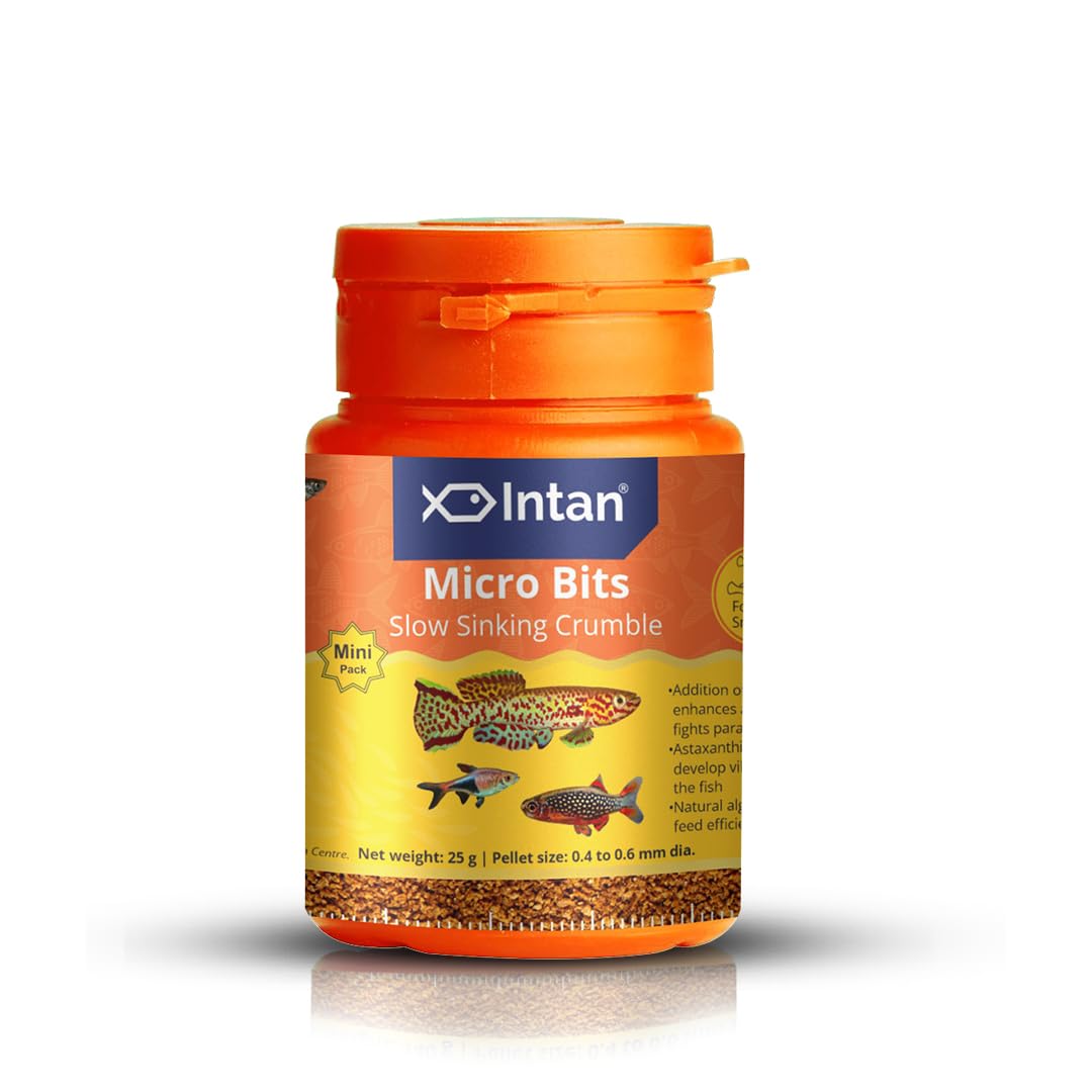 Intan Micro Bits 25g – 0.4–0.6mm Slow-Sinking Fish Food for Tetras, Rasboras, Danios & Killifish