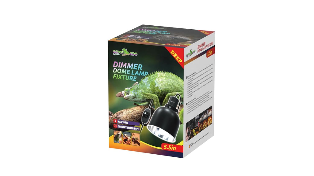 ReptiZoo Deep Dome Lamp Fixture RL04D | 5.5" Reflective Hood, Max 100W