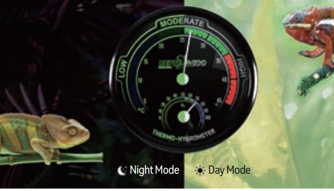 ReptiZoo RHT04 Glow-in-the-Dark Thermo-Hygrometer for Terrariums