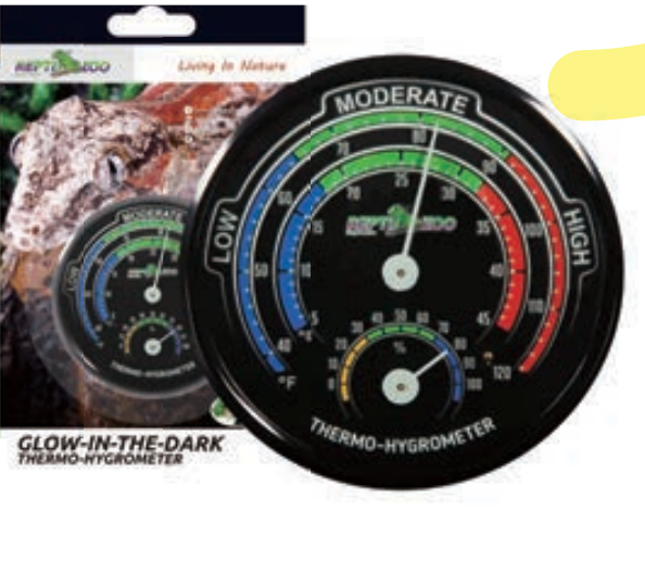 ReptiZoo RHT04 Glow-in-the-Dark Thermo-Hygrometer for Terrariums