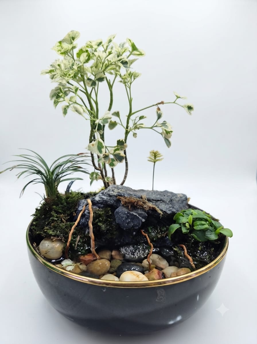Waterfall in a Ceramic Bowl