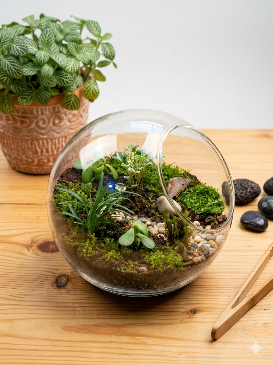 Handcrafted Slanted Glass Bowl Terrarium