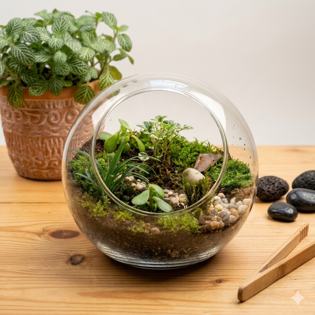 Handcrafted Slanted Glass Bowl Terrarium