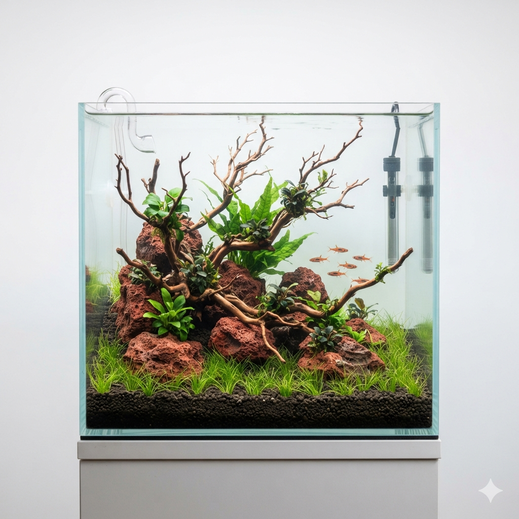 Lava rock aquascape