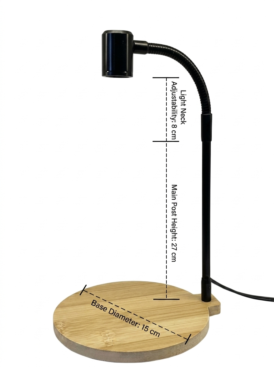 3W Terrarium Lamp with Round Wooden Base